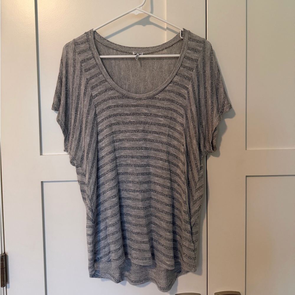 Splendid Silver/Gray Striped Knit Blouse
